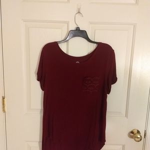 Maroon Short sleeve shirt with pocket